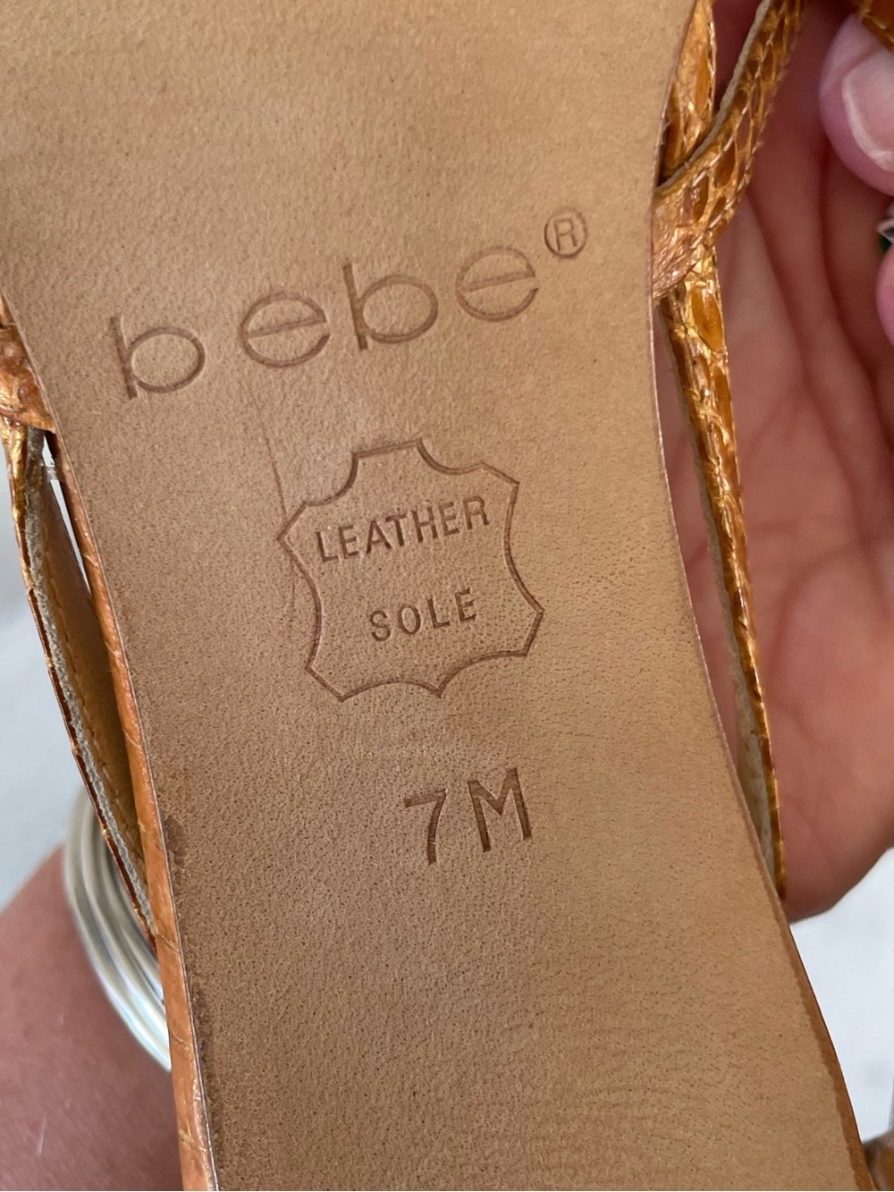 Y2K Snake Skin Golden Leather Pointy Toe Heels Size 7 by Bebe - Picture 10 of 11
